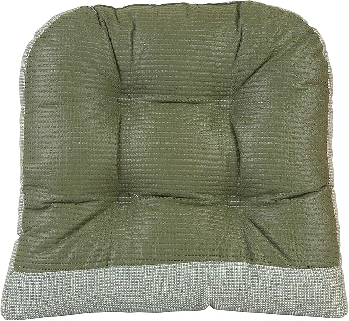 Klear Vu Gripper Overstuffed Universal Non-Slip Dining Chair Cushions for Kitchen Decor or Office Use, U-Shaped Skid-Proof Seat Pad, 17x17 Inches, 2 Count (Pack of 1), Solid Spa Green