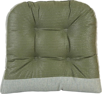 Klear Vu Gripper Overstuffed Universal Non-Slip Dining Chair Cushions for Kitchen Decor or Office Use, U-Shaped Skid-Proof Seat Pad, 17x17 Inches, 2 Count (Pack of 1), Solid Spa Green
