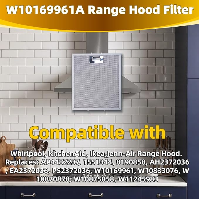 W10169961A 5 Layer Aluminum Mesh Range Hood Filter Replacement 12" x 10.5" - Image 2
