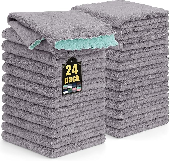Mordimy 24 Pack Kitchen Cloths Dish Towels, Super Soft and Absorbent Dish Cloths by Mordimy