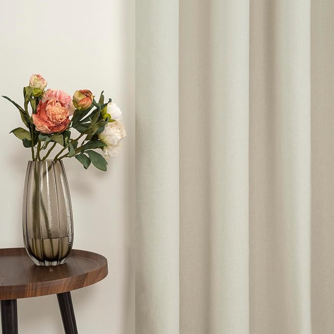 YoungsTex 48 Inch Length Stone Linen 100% Blackout Curtains, Short Thermal - Image 8