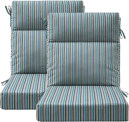 Sunbrella Outdoor High Back Chair Cushion Seat Pads, 44 x 21 Inch Water-Repellent & Fade-Resistant Patio Furniture Cushions with Ties for Adirondack, Rocking Chairs, Swell Turquoise