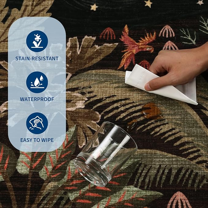 GarveeHome 6x9 Area Rug Jungle Brown Washable Rugs - Image 5