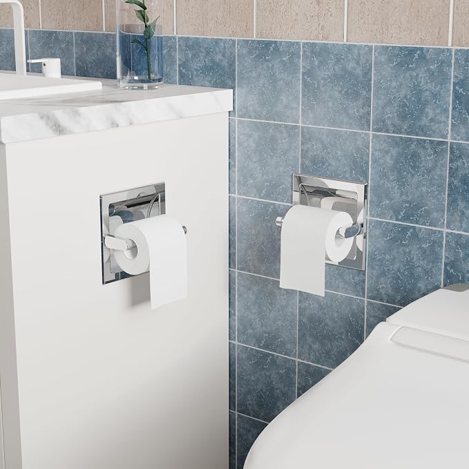 Toilet Paper Holder 2 Pack, Recessed Pivoting Toilet Paper Holder Wall Mount - Image 4