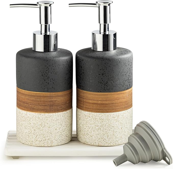 Ceramic Dish Soap Dispensers Set, Shower Soap Dispenser by Cormomu