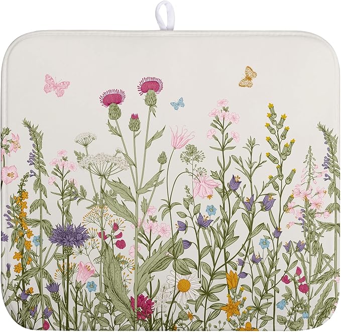 Wildflower Floral Dish Drying Mat by Wnoesat