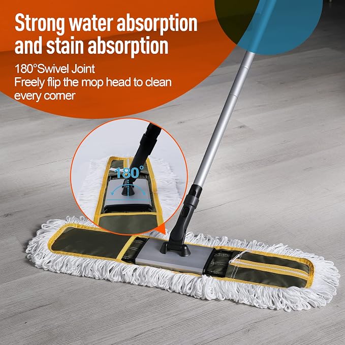 24" Commercial Dust Mop for Floor Cleaning, Heavy Duty Floor Mop - Image 6