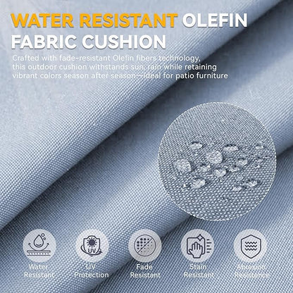 Patio Cushions for Outdoor Furniture - 22" x 25" x 4" UV Resistant Thick Foam Cushions Water Resistant Replacement Cushion for Outdoor Patio Furniture Chair/Sofa/Couch | Baby Blue | 3-Pack |
