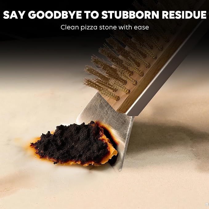 26'' Pizza Brush with Stainless Steel Stone Scraper - Image 3