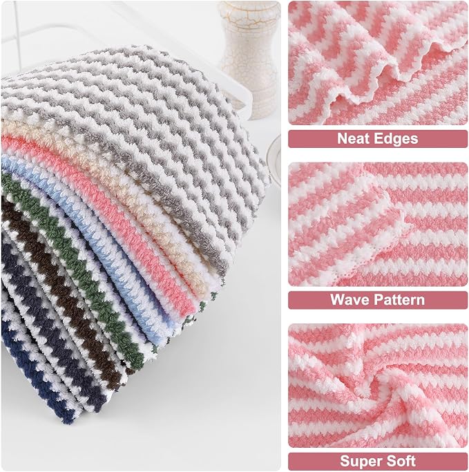 Homaxy 12 Pack Kitchen Dish Cloths, Ultra Soft and Absorbent Dish Towels - Image 2