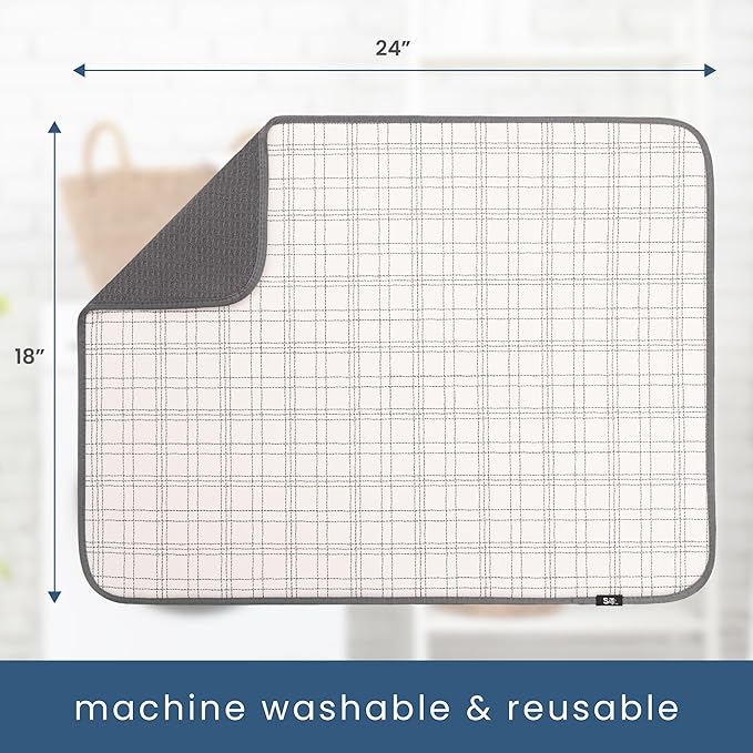 S&T INC. Dish Drying Mat XL, 18” x 24”, Absorbent Microfiber Kitchen Counter Mat - Image 6