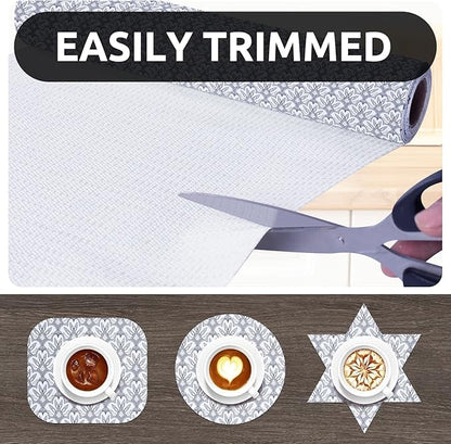 RAY STAR 12X120 Inch Shelf Liner for Kitchen Cabinets, Non-Adhesive Cabinet Liner Washable, PVC Drawer Liner for Dresser Non-Slip Bathroom (Black Floral)(1 Roll)