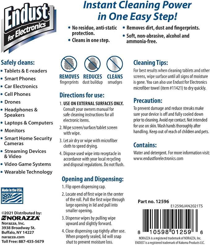 Endust For Electronics; Anti-Static Screen & Surface Cleaning Wipes; For Tablet - Image 6