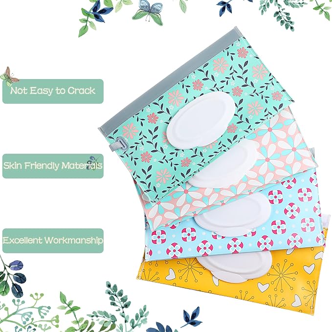 FEBSNOW 4 Pack Baby Wipe Dispenser, Portable Refillable Wipe Holder, Baby Wipes - Image 4