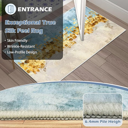 Runner Rug Washable 3x61 FT, Non Slip Rubber Backing Abstract Carpet, Soft Area Rugs for Bedroom Kitchen Hallway Entryway Bathroom, Customized