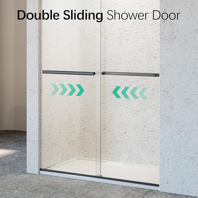 46-48" W x 76" H Soft-Close Frameless Double Sliding Shower Door, Bathroom - Image 9
