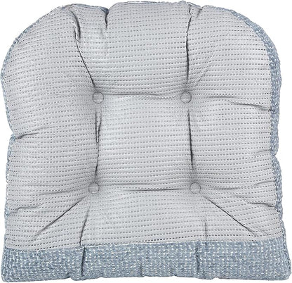 Klear Vu Gripper Overstuffed Universal Non-Slip Dining Chair Cushions for Kitchen Decor or Office Use, U-Shaped Skid-Proof Seat Pad, 17x17 Inches, 2 Count (Pack of 1), Honeycomb Delft Blue