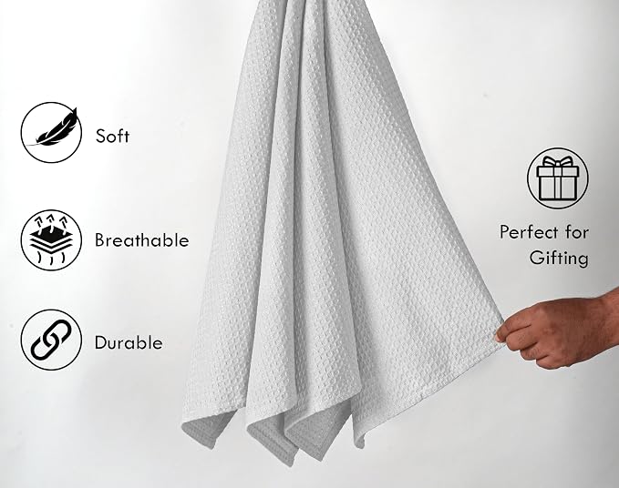 White Waffle Dishcloths, 100% Cotton, Quick Drying, and Machine Washable - Image 2