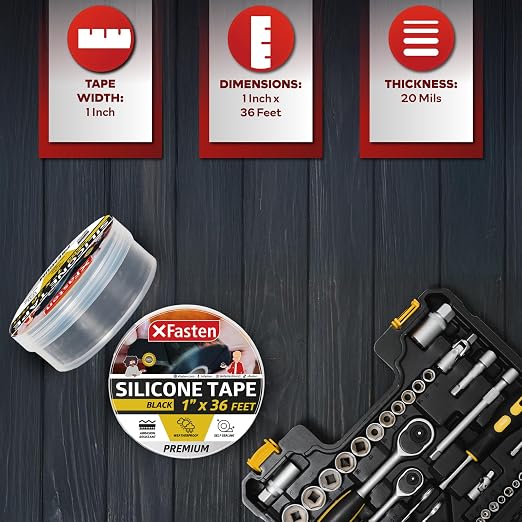 XFasten Self Fusing Silicone Tape Waterproof Black – 1" x 36 Feet, Self - Image 2