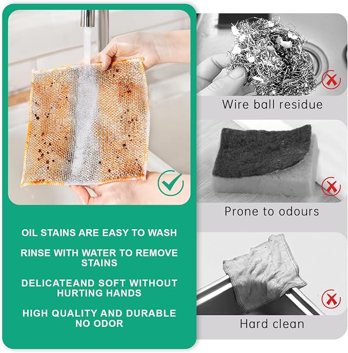 10Pcs Multipurpose Wire Dishwashing Rag, Reusable Non-Scratch Wire Dishcloth - Image 4