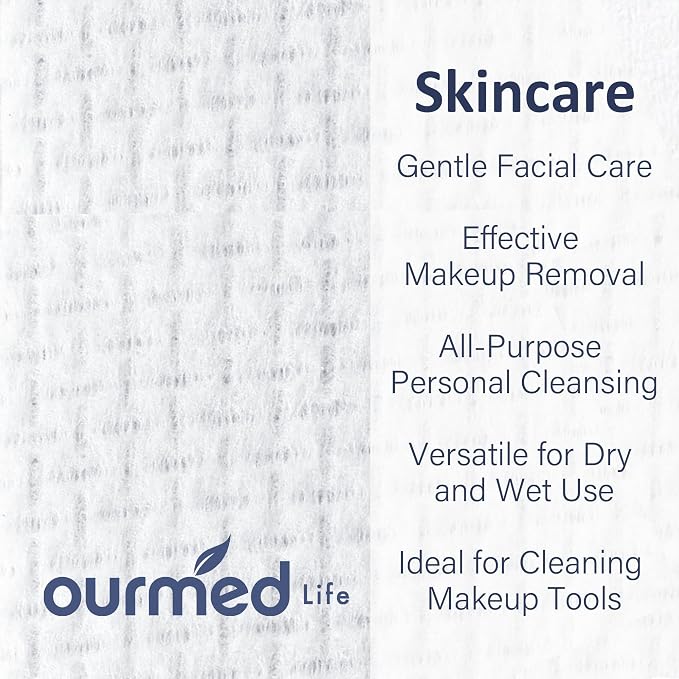 Ourmed Life Face Towels, Disposable Biodegradable Clean Face Wipes - Image 2