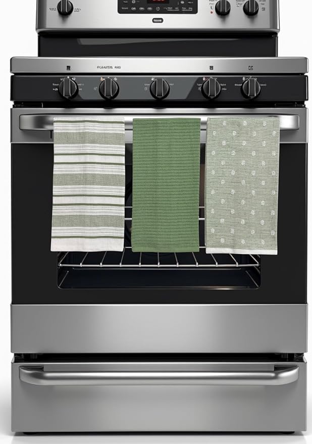 Sage Green White Kitchen Hand Dish Towels: Oversized 28" x 16", 100% Cotton - Image 4