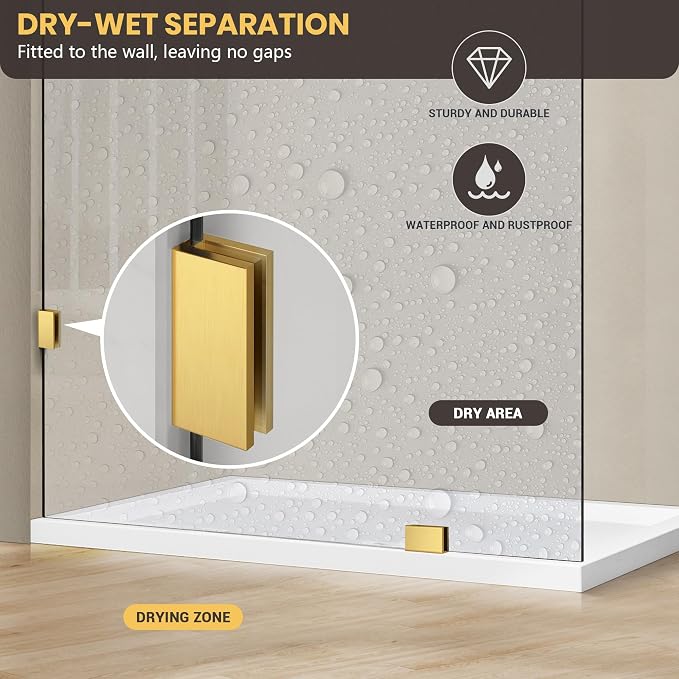 24" W x 78" H Frameless Shower Glass Panel, Single Fixed Shower Panel Screen - Image 6
