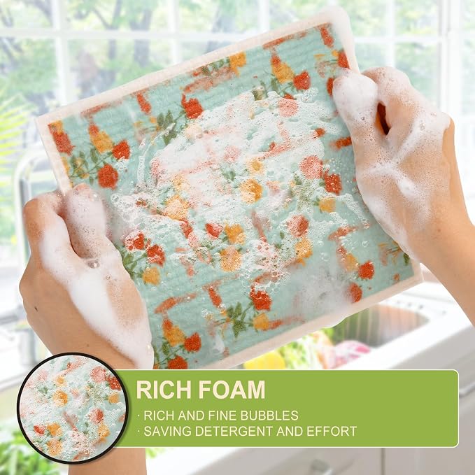 Swedish Dishcloths for Kitchen Reusable 6 Pack Kitchen Towels No Odor - Image 6