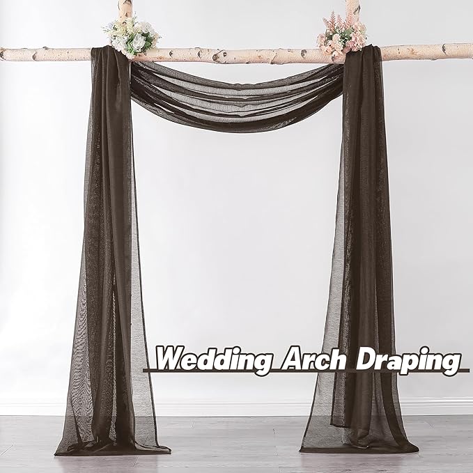 DONREN Chocolate Brown Window Scarf for Outdoor Decoration - Add Luxury Beautiful Elegant Effect to Curtain Panels (1 Panel, 52 x 288 Inches Long)
