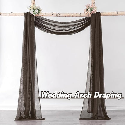 DONREN Chocolate Brown Window Scarf for Outdoor Decoration - Add Luxury Beautiful Elegant Effect to Curtain Panels (1 Panel, 52 x 288 Inches Long)