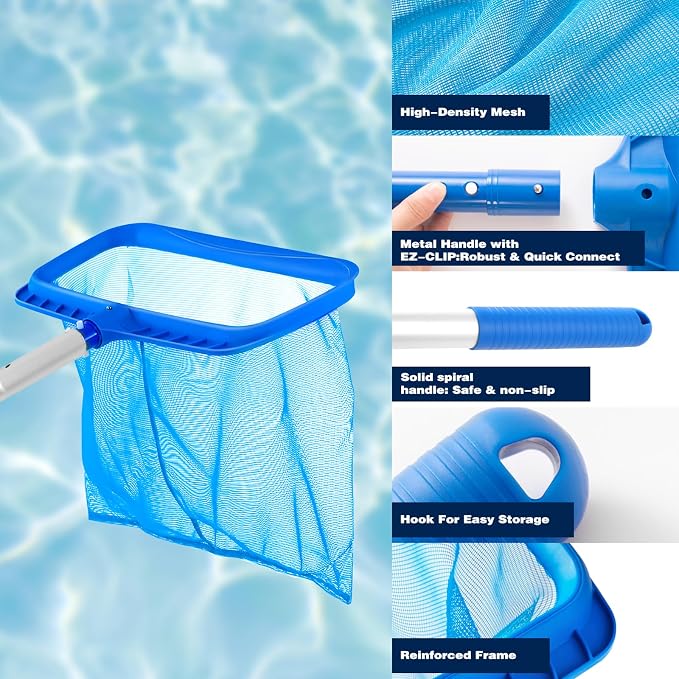 Pool Skimmer - Pool Net with Pole, 4 Section, 26.4"-66.5" Thick Adjustable - Image 4