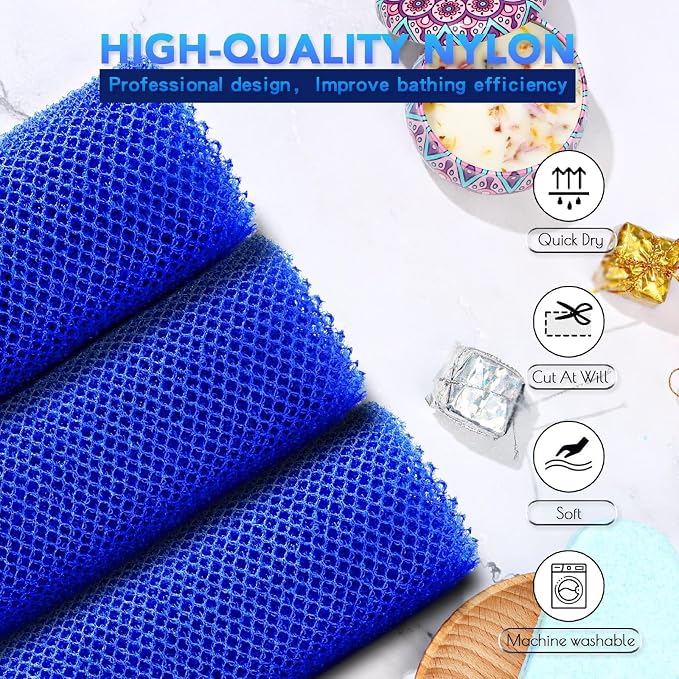 UJFQBH 3 Pieces African Bath Sponge African Net Long Net Bath Sponge - Image 4