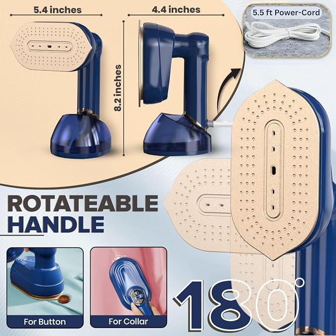 Humse Portable Steamer for Clothes – 2 in 1 Travel Steamer Iron For Clothes - Image 3