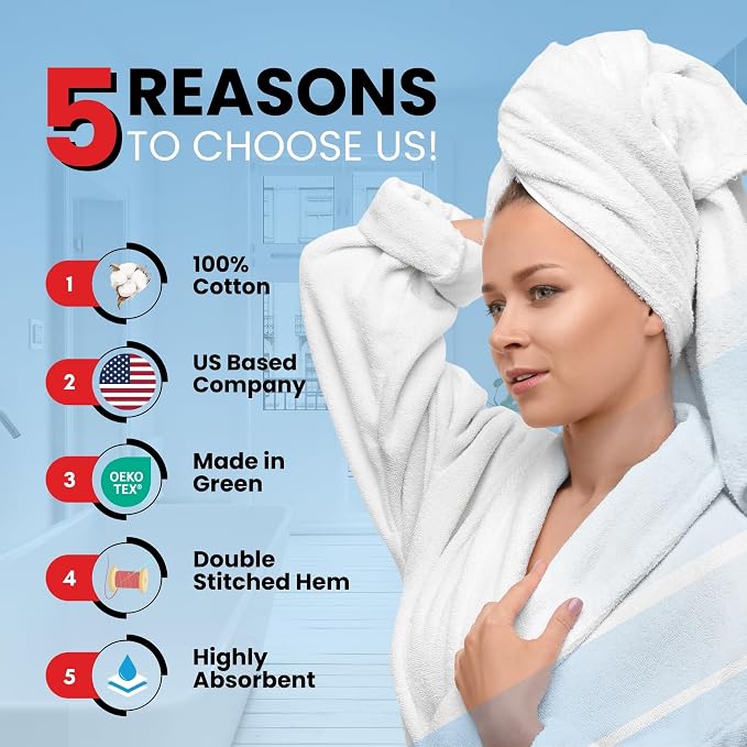 Infinitee Xclusives Luxury 100% Cotton Towel Set – 8 Piece Bathroom Towel Set – - Image 2