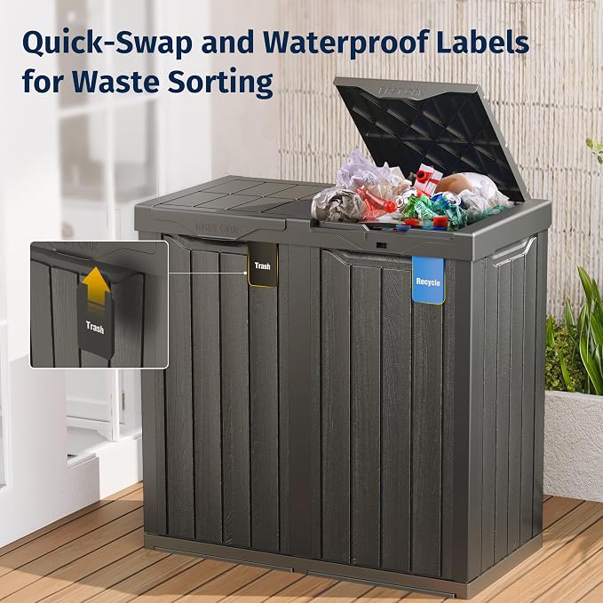 EAST OAK 62 Gallon Outdoor Trash Can | Waterproof Resin Garbage Can - Image 4