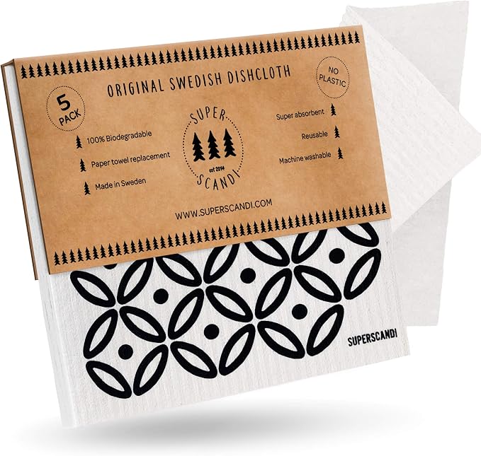 SUPERSCANDI 5 Pack Swedish Dishcloths by SUPERSCANDI