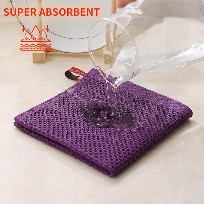 Kitinjoy 100% Cotton Kitchen Dish Cloths, 6 Pack Waffle Weave Ultra Soft - Image 3