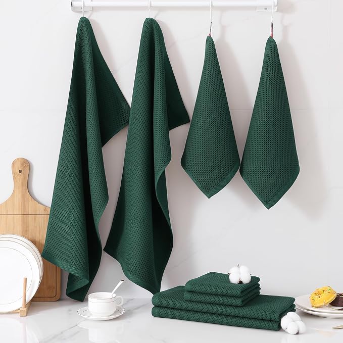 Homaxy 100% Cotton Kitchen Towels and Dishcloths Set, 12 x 12 Inches and 13 x - Image 7