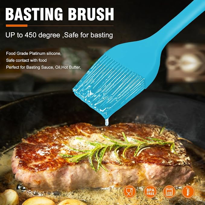 Walfos Silicone Basting Pastry Brush, Heat Resistant Pastry Brush Set, Strong - Image 4