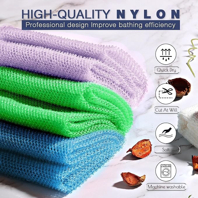 UJFQBH 3 Pieces African exfoliating net African Net Long Net Bath Sponge - Image 4
