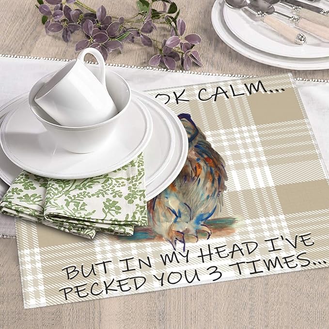 Funny Owl Dish Drying Mat for Kitchen Counter Cute Buffalo Plaid Drying Mat - Image 3
