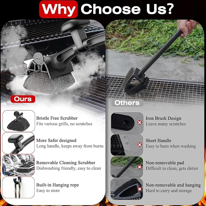 2 Pack Replaceable Cleaning Head, Grill Brush Bristle Free - Image 7