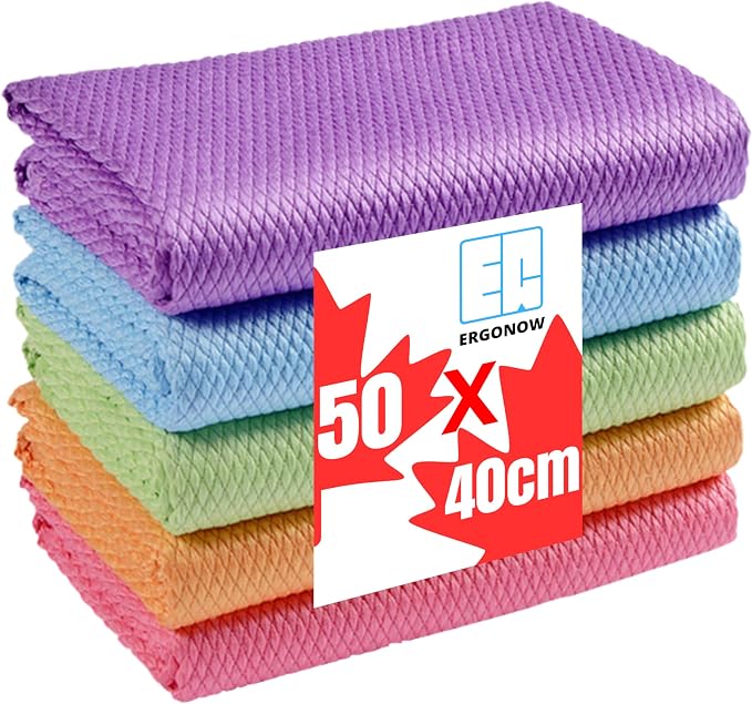 Large Streak Free Glass Cleaning Cloth, Lint Free Nanoscale Microfiber Fish by ERGONOW