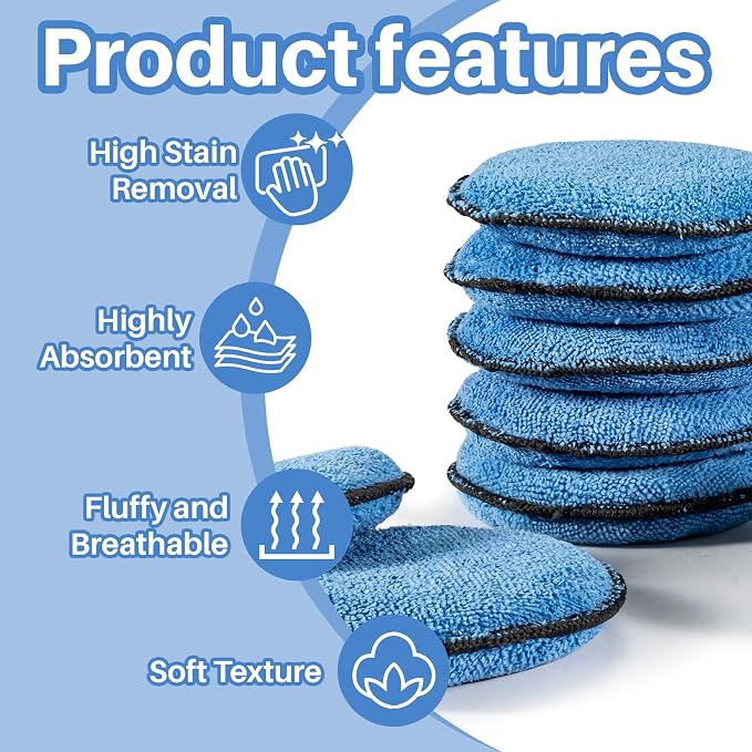 Sukh 12 Pack Microfiber Foam Car Wax Applicator Pad - Image 3
