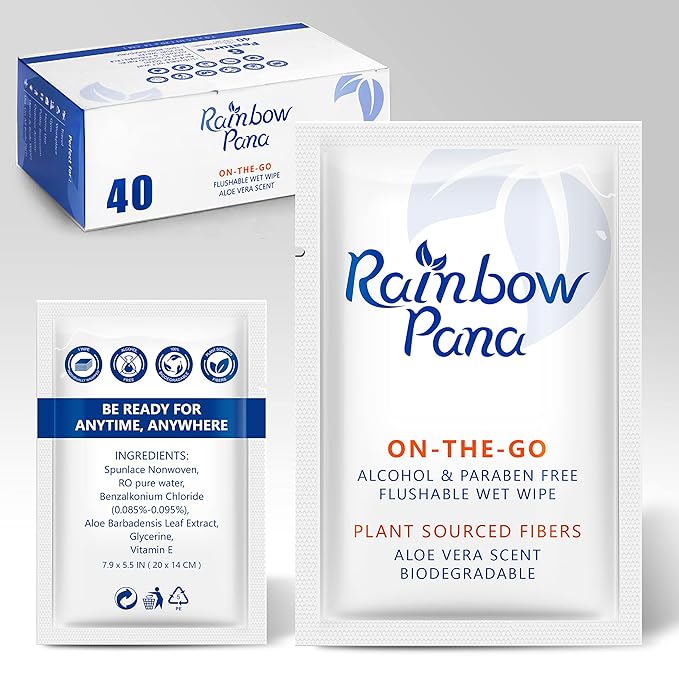 RainbowPana Flushable Wipes, ON-THE-GO Individually Wrapped by RainbowPana