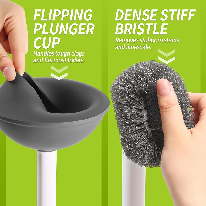 Toilet Brush and Plunger Set Hidden, S-Shaped Toilet Brush Plunger Combo - Image 4