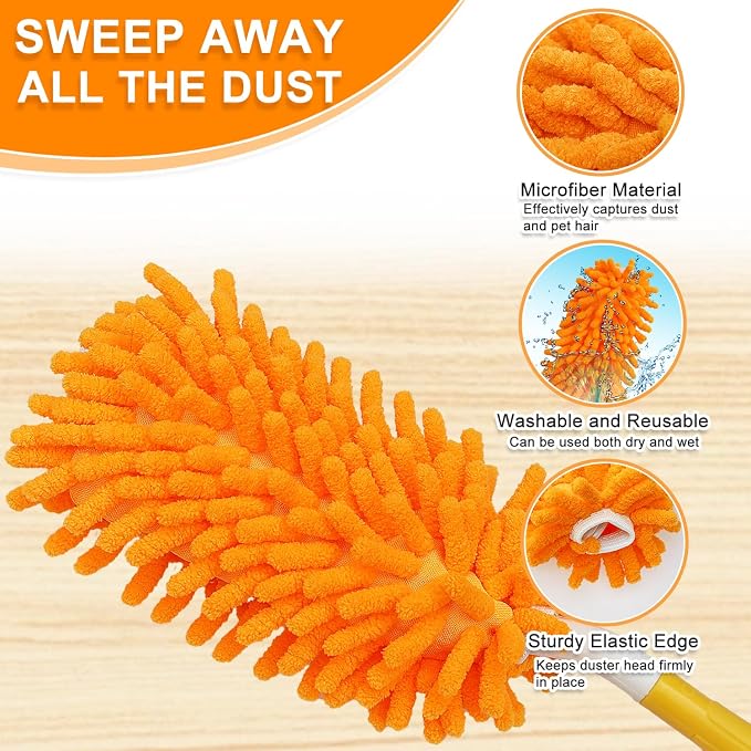 2 Pcs with 1 Handle Reusable Duster Refills, Washable Microfiber Dusters - Image 5