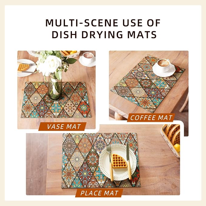 Dish Drying Mat Mexican Absorbent Coffee Mat Rubber Backed Moroccan Soft - Image 6