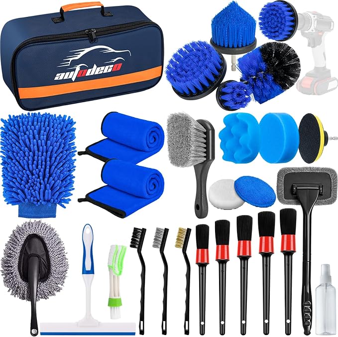 AUTODECO 27Pcs Car Detailing Brush Set, Car Detailing Kit, Auto Detailing Drill by AUTODECO