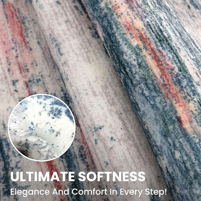 2x3 Modern Abstract Rug for Entryway, Teal Blue Peach Gray Multi Super Soft Small Washable Area Rugs, Non-Slip Low-Pile Mat Carpet for Kitchen, Bedside, Indoor Door Mat